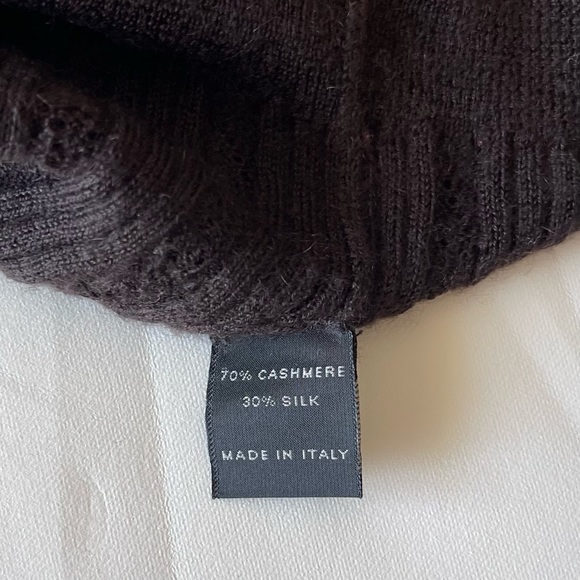 MANRICO CASHMERE SILK CREW NECK SWEATER BUTTON BROWN CABLE KNIT - Picture 4 of 15